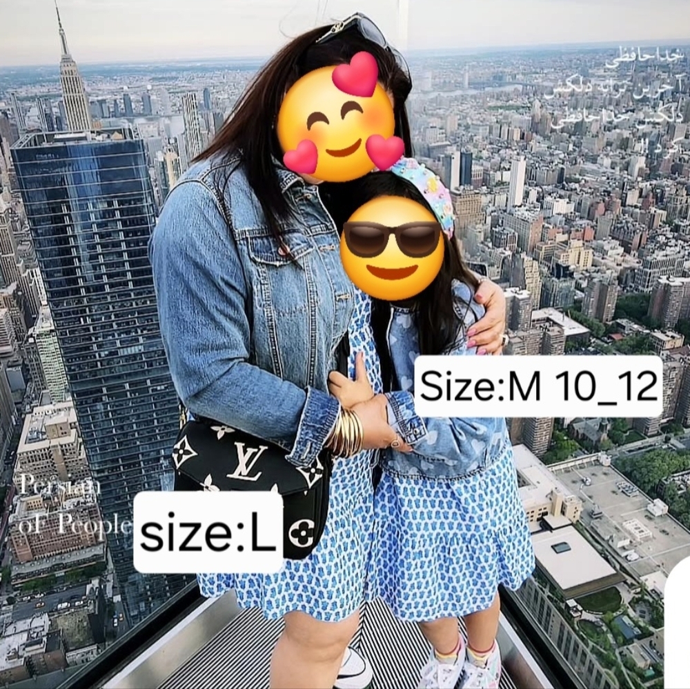 Mother & Daughter 🤍🧿💙Blue and White Patterned Dress Set
